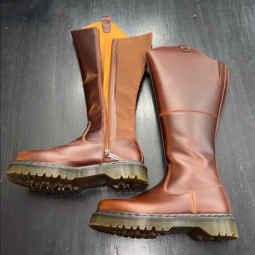 Dr. Martens Brown Leather Heeled Boots - Picture 2 of 12